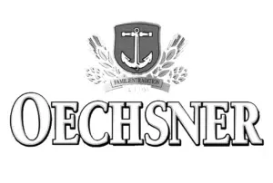 Oechsner Logo Kopie 300x300 1. Das Bild zeigt das Logo der Marke "Oechsner" mit einem Wappen, das einen Anker und Ähren enthält, was auf Tradition und möglicherweise Brauerei oder Landwirtschaft hinweisen könnte.