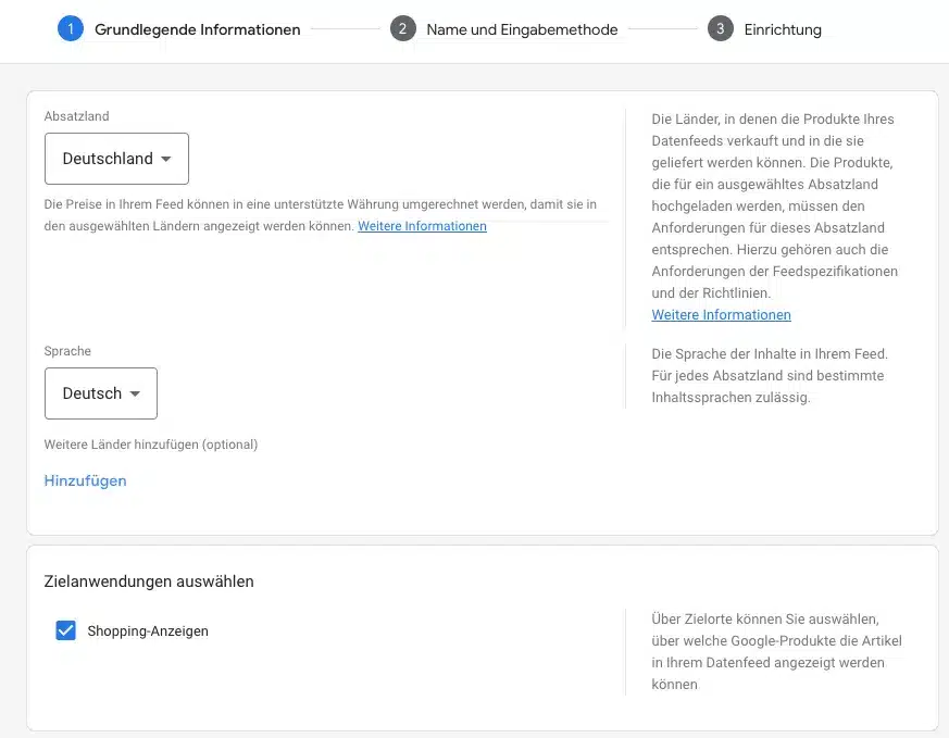 Google Shopping Feed Grundlegende Infos