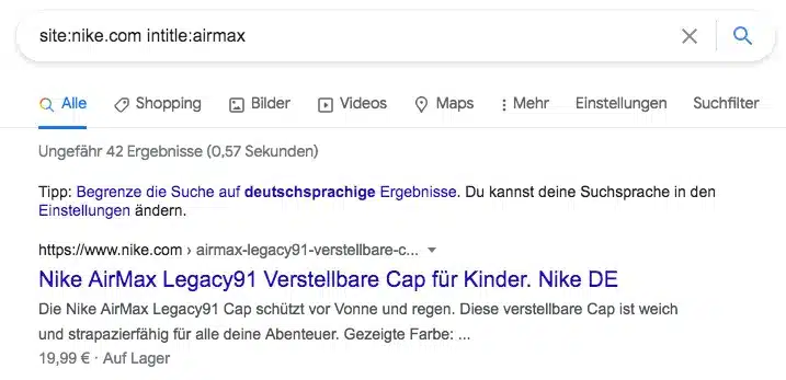 Screenshot 2021 04 16 site nike com intitle airmax Google Suche1