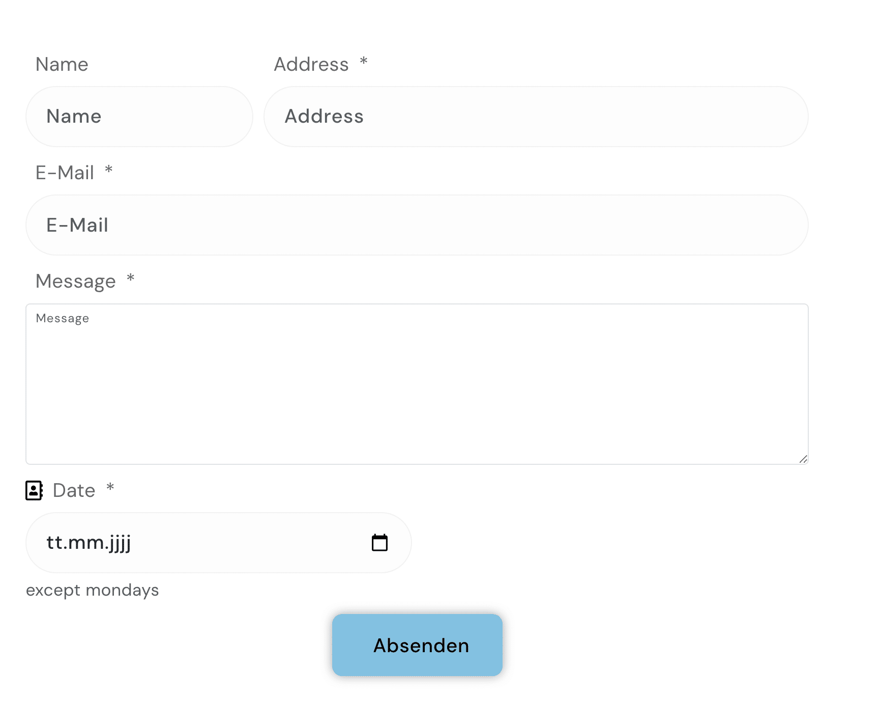 Formbuilder Beispiel mit minimalen Einstellungen