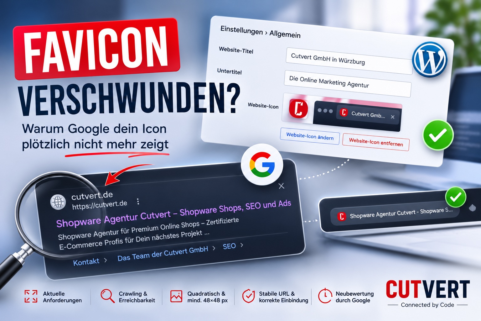 Dein Favicon ist weg? Wir zeigen dir woran das liegen kann und was du machen musst, um es wieder zu bekommen.