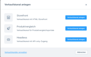 Abbildung der Verkaufsknalaarten