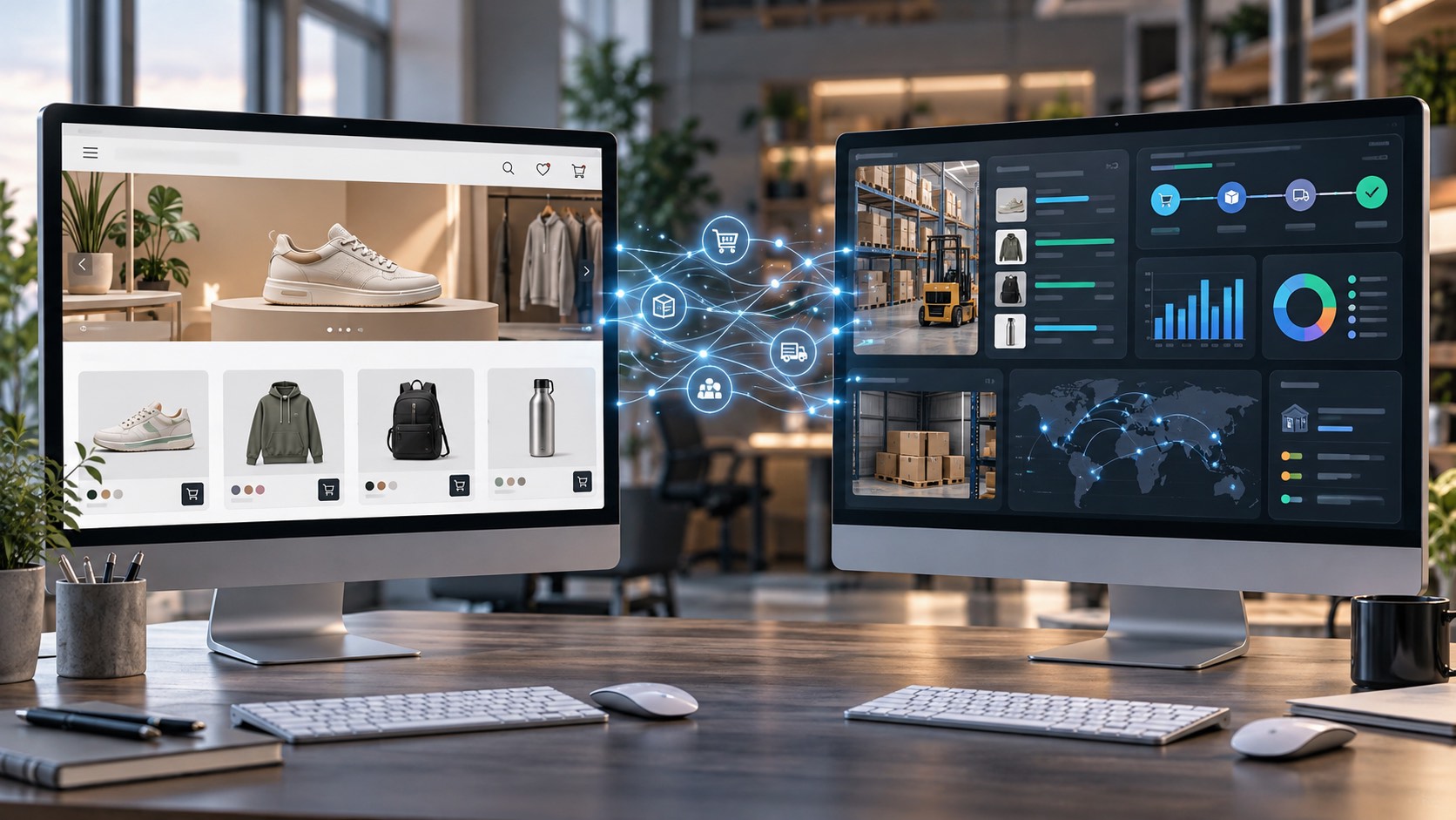 Shopware-Onlineshop und ERP-System durch digitale Schnittstelle miteinander verbunden